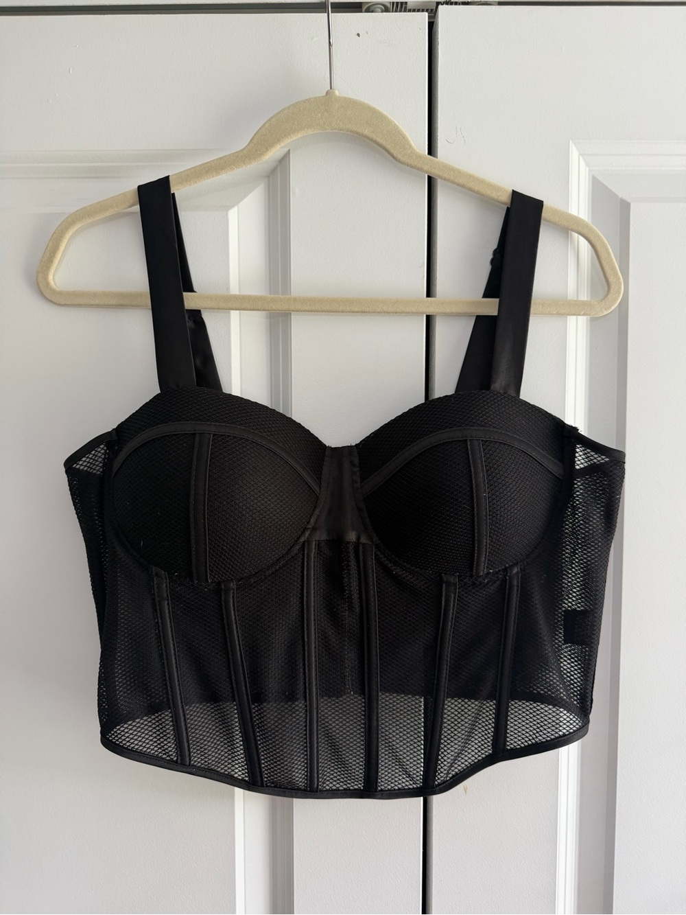 Black Mesh Longline Bustier Going Out Top